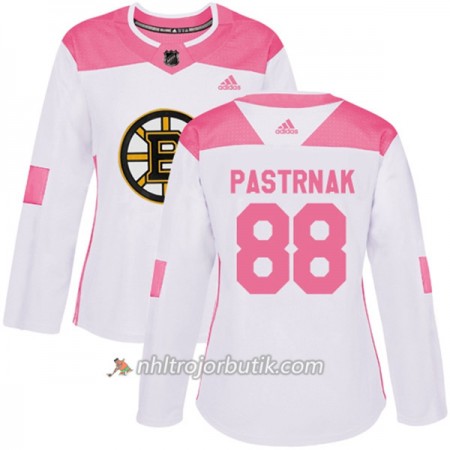 Dame Ishockey Boston Bruins Tröja David Pastrnak 88 Adidas 2017-2018 Vit Rosa Fashion Authentic
